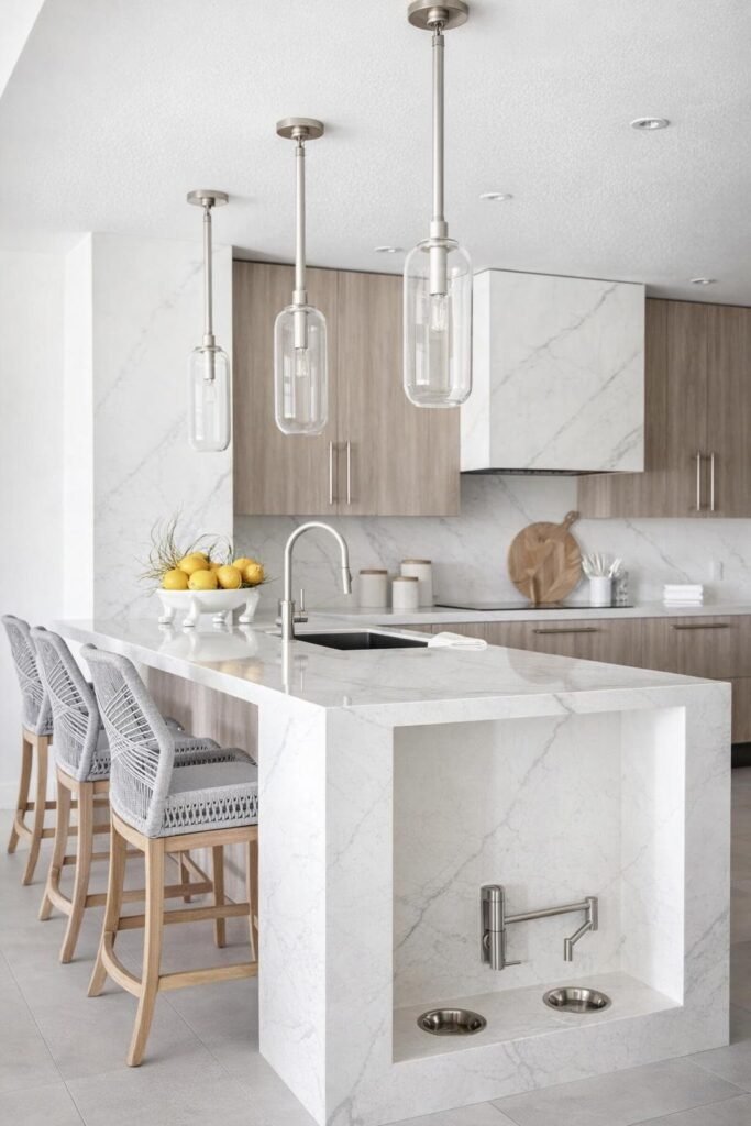 kitchen island with dog feeding station 3