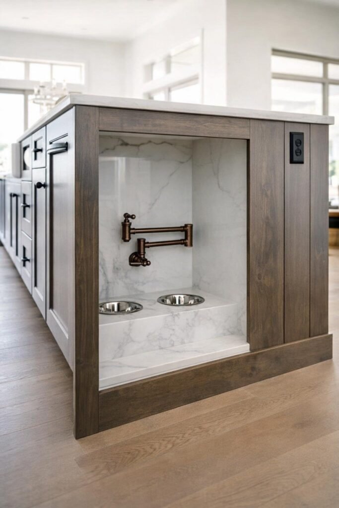 kitchen island with dog feeding station 6