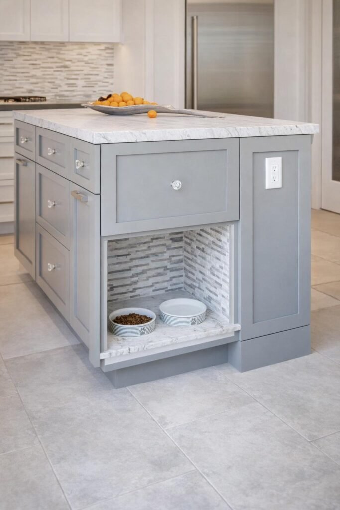 kitchen island with dog feeding station blog 1