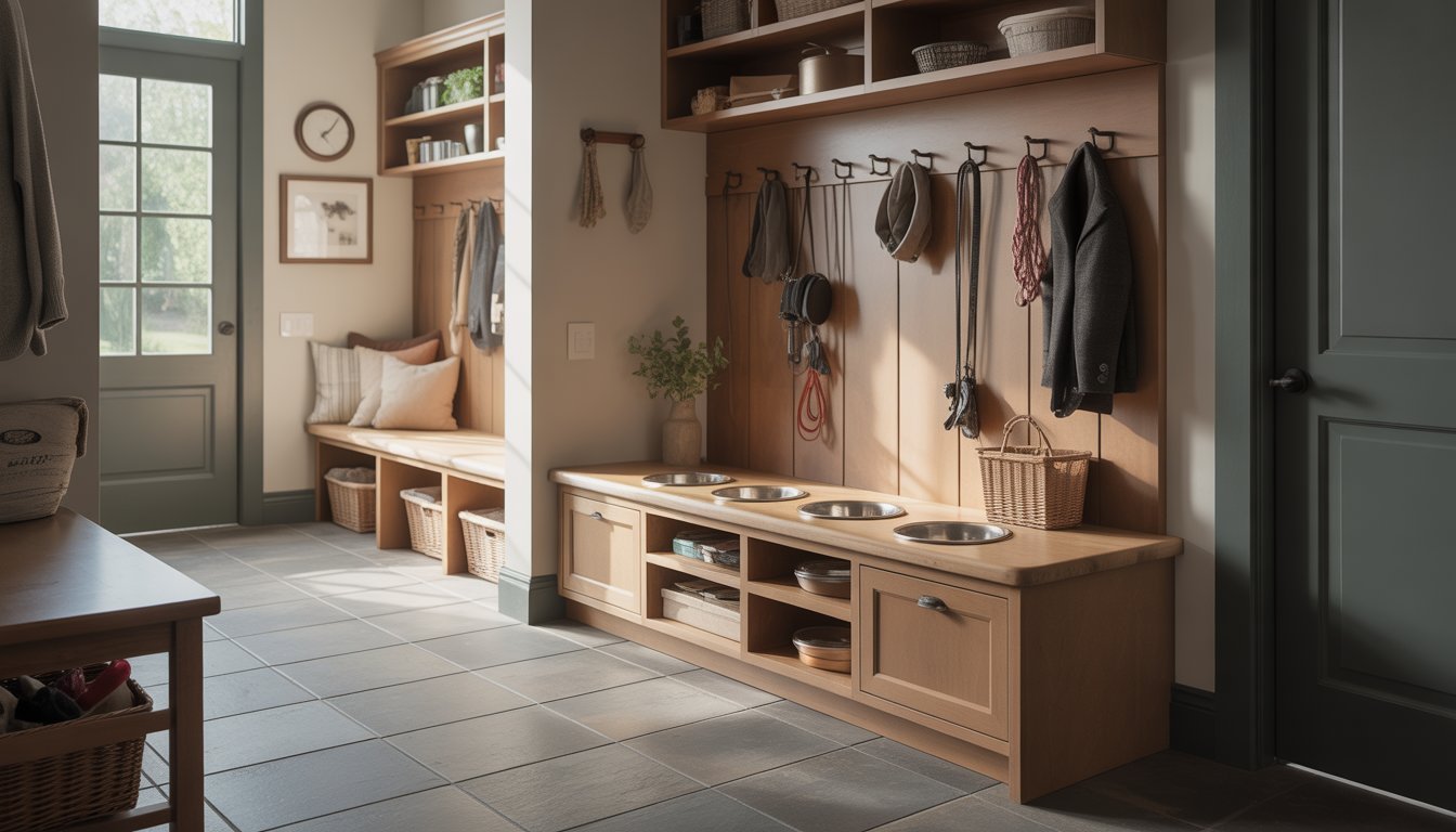 mud room dog feeding station featured