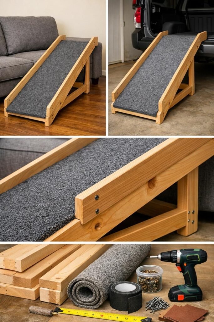 gpt image 1.5 condensed prompt vertical 2 3 article image diy dog ramp aesthetic. top sturdy h 0