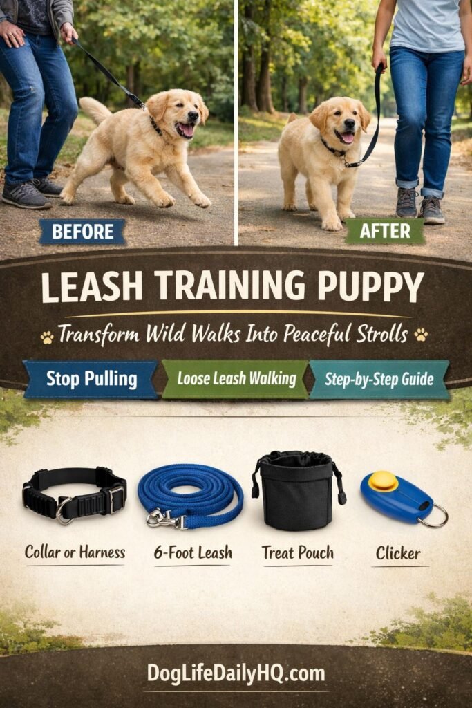 leash training puppy 1
