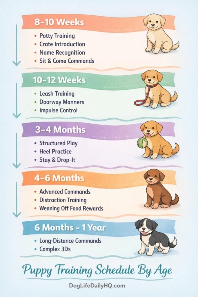 puppy training schedule by age 1