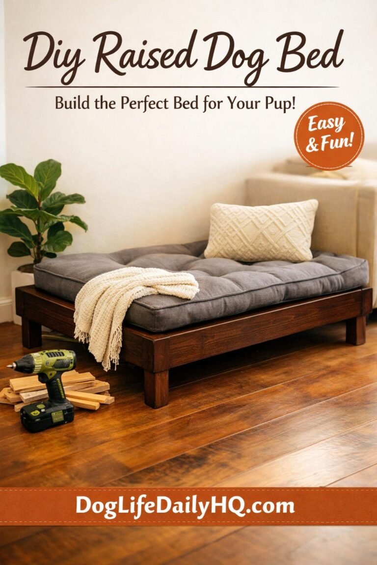 gpt image 1.5 vertical pinterest pin diy raised dog bed aesthetic. photographic lifestyle styl 1