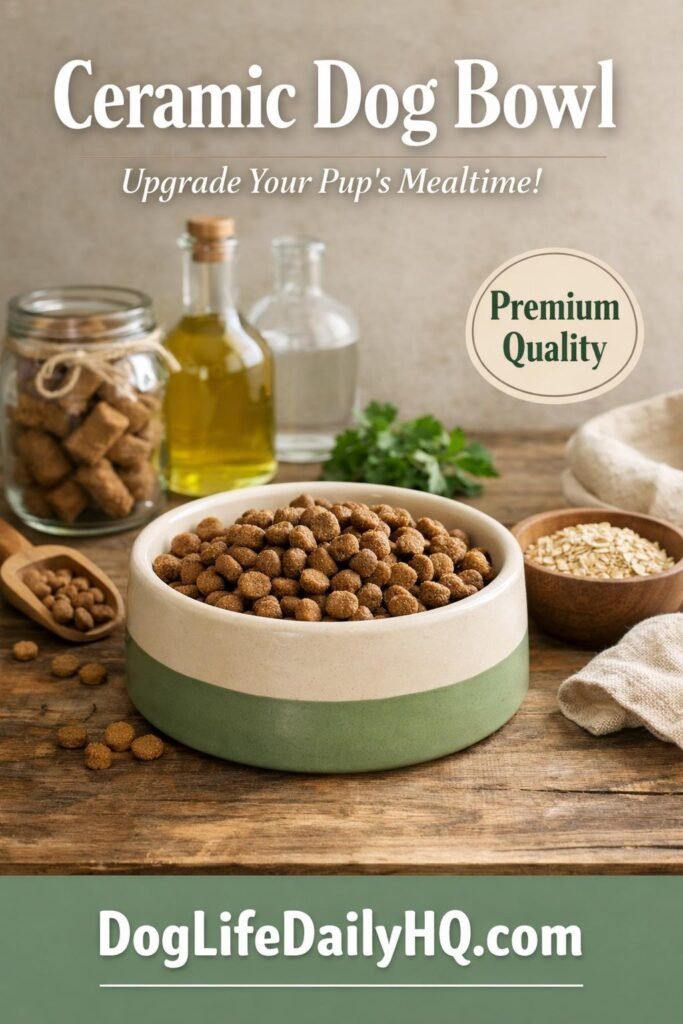 gpt image 1.5 vertical pinterest pin ceramic dog bowl aesthetic. photographic lifestyle photog 1