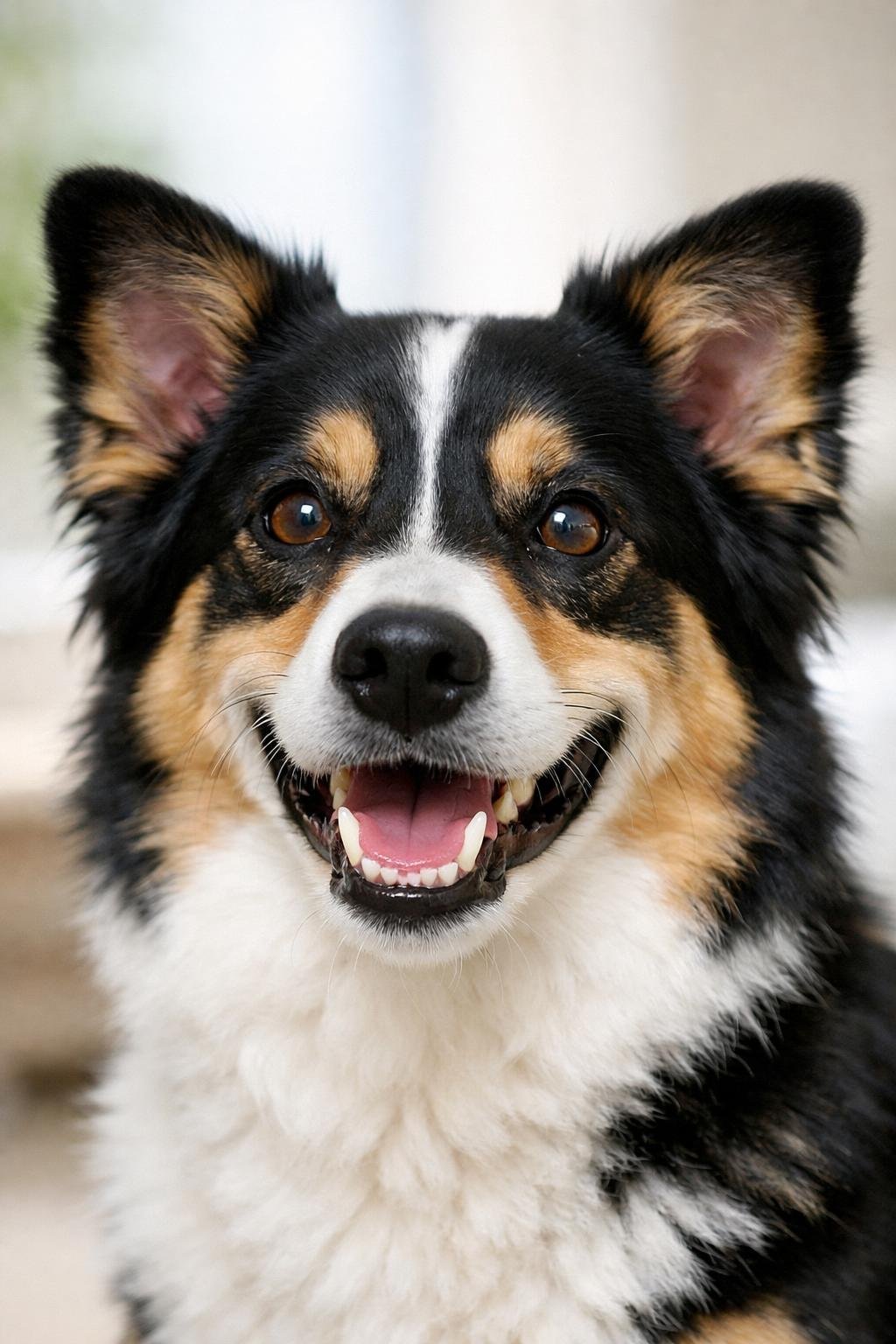 12 Dog Care Aesthetic Tips That Make Happy, Healthy Dogs Shine Close-up of a happy dog showing clean ears, bright eyes, and healthy teeth.