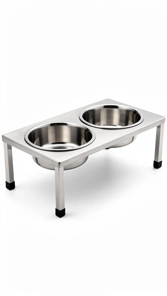 Stainless steel elevated dog food bowl stand