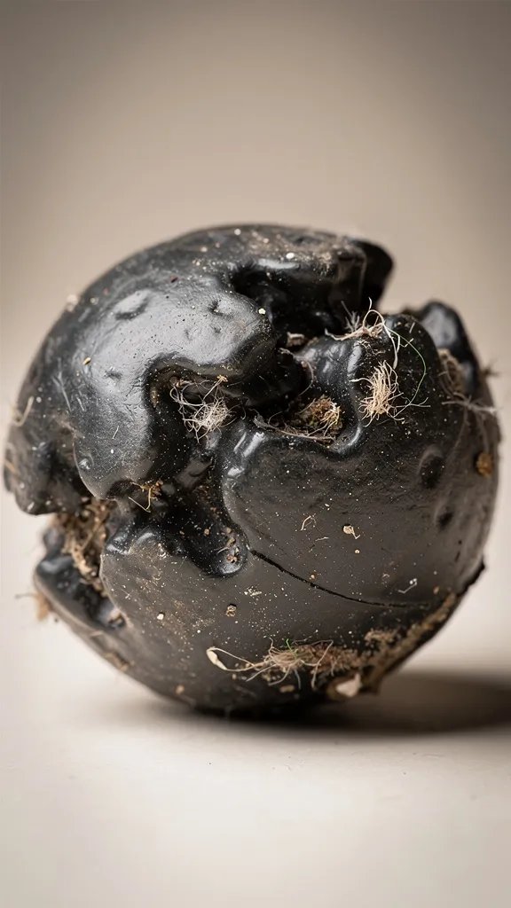 Durable rubber dog ball with teeth marks closeup
