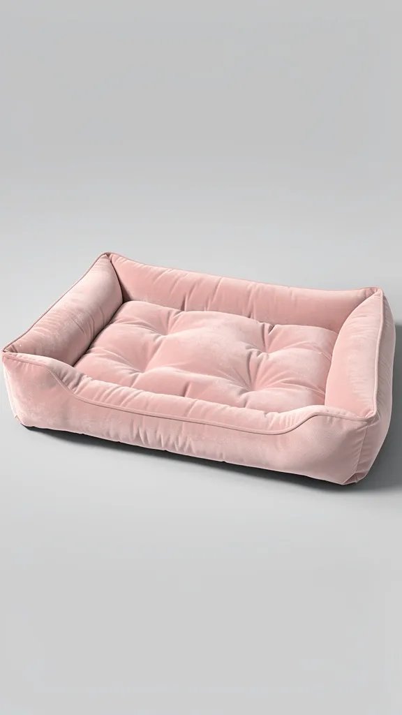 Orthopedic memory foam dog bed in blush pink