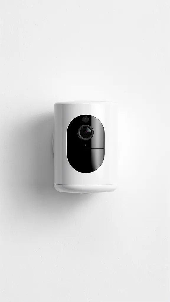Smart pet camera mounted on white wall